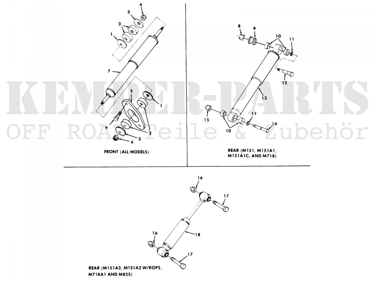 FORD MUTT M151 Shock-Absorber Front | Chassis | KEMPER-PARTS